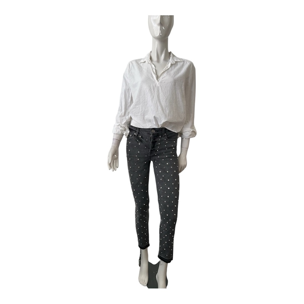 Pistola Women’s Black Rhinestone Jeans Size 26 Straight Cotton Blend Relaxed Fit